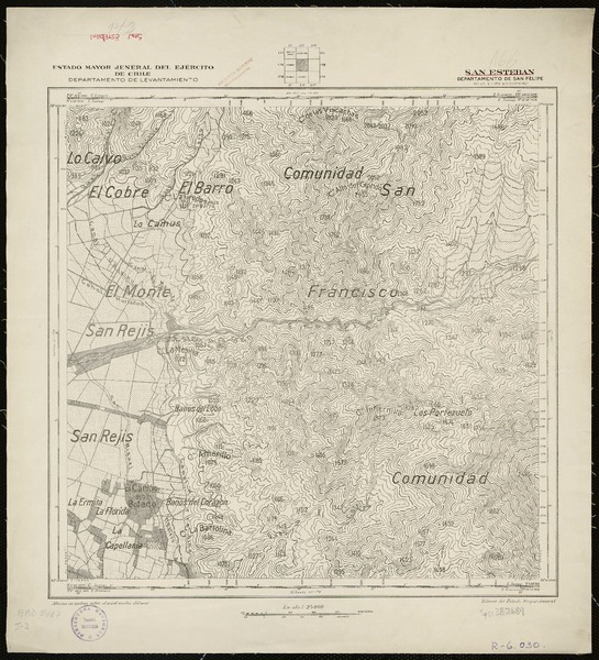 San Esteban Departamento de Los Andes [material cartográfico] : Estado Mayor Jeneral del Ejército de Chile. Departamento de Levantamiento.