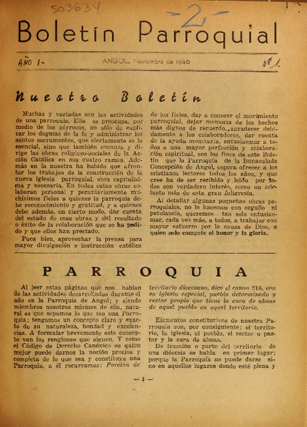 Boletín parroquial.