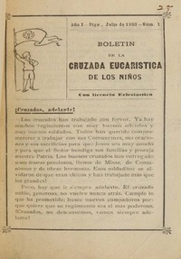 Boletín de la Cruzada Eucarística de los Niños.