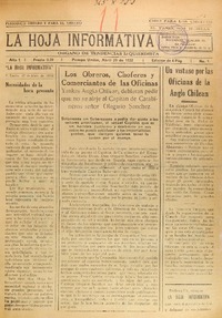 La Hoja informativa (Pampa Unión, Chile : 1932)