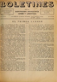 Boletín De la Agrupación Anarquista "Amor y Libertad".