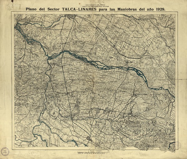 Plano del sector Talca-Linares para las maniobras del año 1929