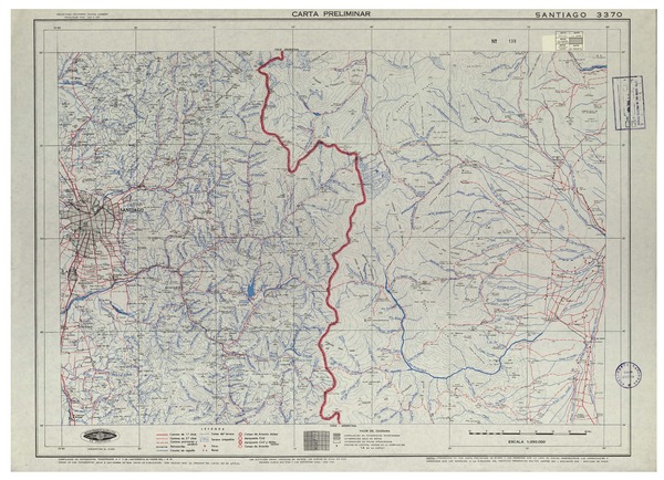Santiago 3370 : carta preliminar [material cartográfico] : Instituto Geográfico Militar de Chile.