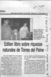 Editan libro sobre riquezas naturales de Torres del Paine  [artículo].