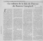 "La cultura de la Isla de Pascua", de Ramón Campbell  [artículo] Darío de la Fuente D.