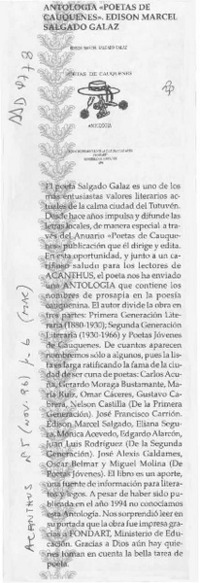 Antología "Poetas de Cauquenes"  [artículo].