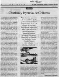 Crónicas y leyendas de Coliumo  [artículo] Sergio Ramón Fuentealba.
