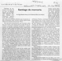 Santiago de memoria  [artículo] Sergio Martínez Baeza.