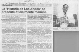 La "Historia de Los Andes" se presenta oficialmente mañana  [artículo] G. G. V.