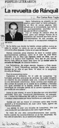 La revuelta de Ránquil  [artículo] Carlos Ruiz-Tagle.