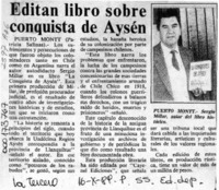 Editan libro sobre conquista de Aysén  [artículo] Patricia Salinas.