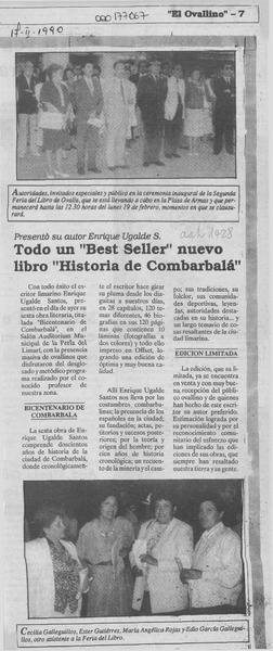 Todo un "best seller" nuevo libro "Historia de Combarbalá"
