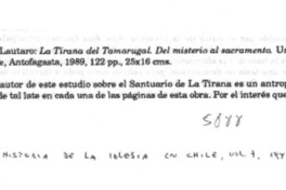 La Tirana del Tamarugal, del misterio al sacramento  [artículo] Marciano Barrios Valdés.