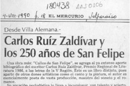 Carlos Ruiz Zaldívar y los 250 años de San Felipe  [artículo] Pedro Mardones Barrientos.