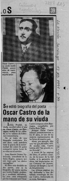 Oscar Castro de la mano de su viuda  [artículo].
