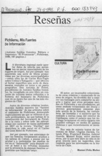 Pichilemu, mis fuentes de información  [artículo] Manuel Peña Muñoz.