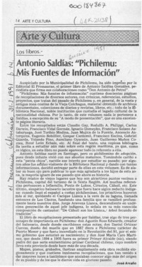 Antonio Saldías, "Pichilemu, mis fuentes de información"  [artículo] José Arraño.