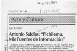 Antonio Saldías, "Pichilemu, mis fuentes de información"  [artículo] José Arraño.