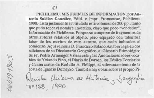 Pichilemu, mis fuentes de información  [artículo] José Rafael Reyes.