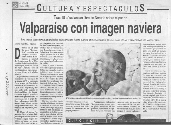 Valparaíso con imagen naviera  [artículo] Alvaro Inostroza.