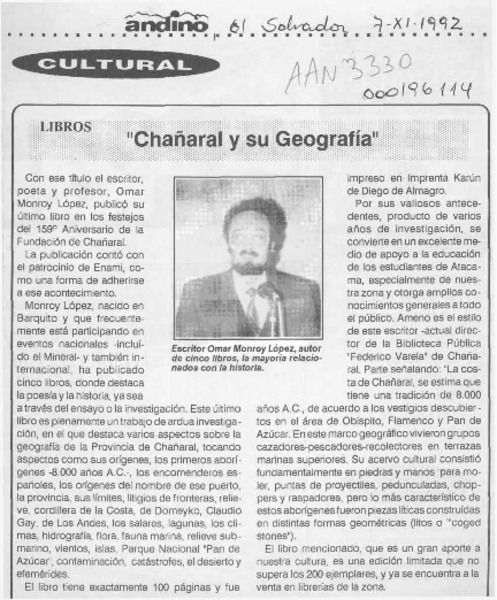 "Chañaral y su geografía"  [artículo].