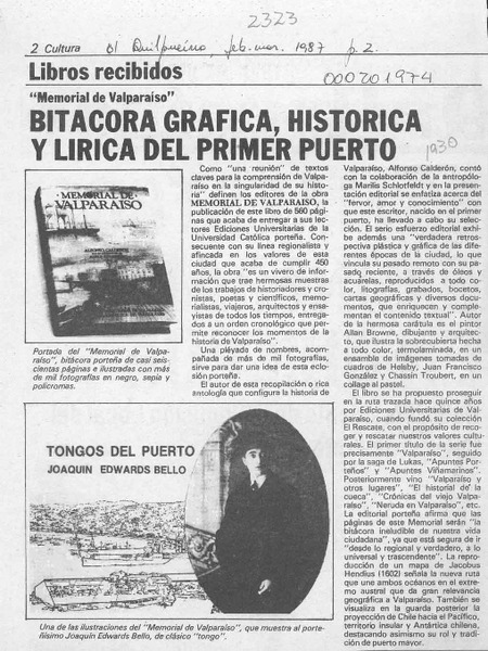 Bitácora gráfica, histórica y lírica del primer puerto  [artículo].