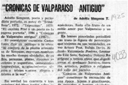 "Crónicas de Valparaíso antiguo"  [artículo] Matías Rafide B.