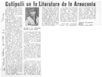 Collipulli en la literatura de la Araucanía  [artículo] Tránsito Bustamante Molina.