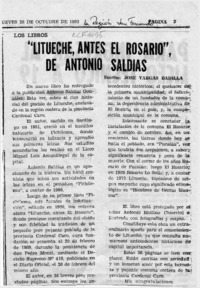 "Litueche, antes del rosario", de Antonio Saldías  [artículo] José Vargas Badilla.
