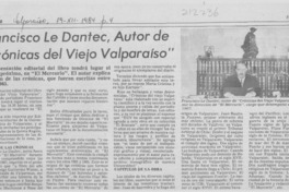 Francisco Le Dantec, autor de "Crónicas del viejo Valparaíso"