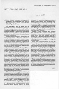 Aliaga Fernando, "Historia de la Congregación Hermanas de la Providencia en Chile"  [artículo] M. B. V.