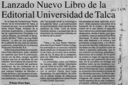 Lanzado nuevo libro de la Editorial Universidad de Talca  [artículo].