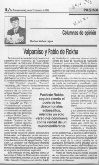 Valparaíso y Pablo de Rokha  [artículo] Marino Muñoz Lagos.