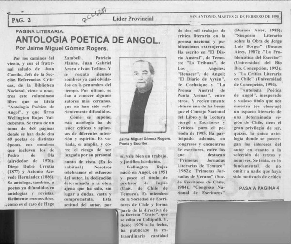 Antología poética de Angol  [artículo] Jaime Miguel Gómez Rogers.
