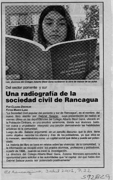 Una radiografía de la sociedad civil de Rancagua  [artículo] Claudia Deichler