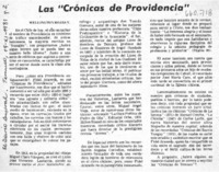 Las "Crónicas de Providencia"  [artículo] Wellington Rojas V.