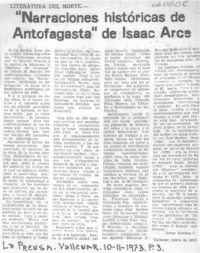 "Narraciones históricas de Antofagasta" de Isaac Arce