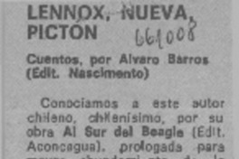 Lennox, nueva, picton  [artículo] José Luis Rosasco.