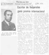 Escritor de Valparaíso ganó premio internacional.