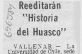 Reeditarán "Historia del huasco".
