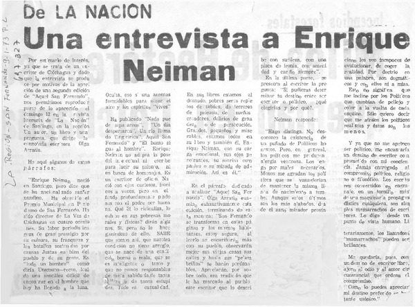Una Entrevista a Enrique Neiman. [entrevista]