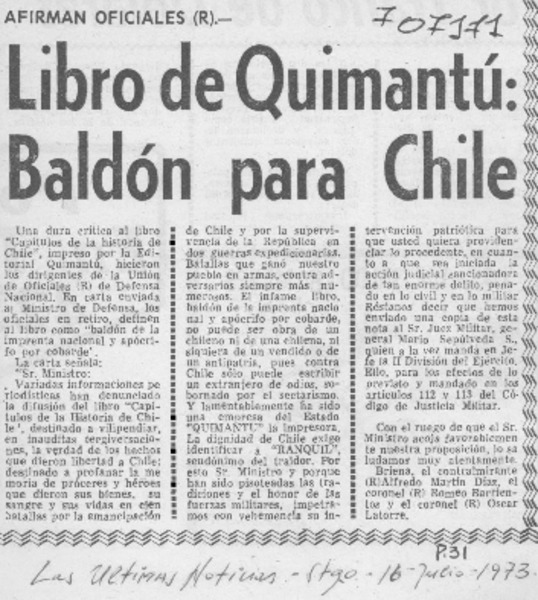 Libro de Quimantú, baldón para Chile.