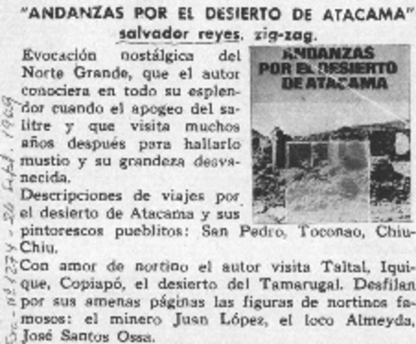 "Andanzas por el desierto de Atacama".