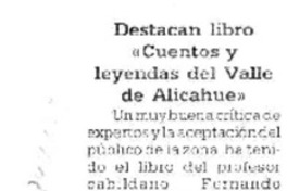 Destacan libro "Cuentos y leyendas del Valle de Alicahue"