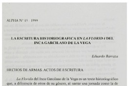 La escritura historiográfica en La Florida del Inca Garcilaso de la Vega