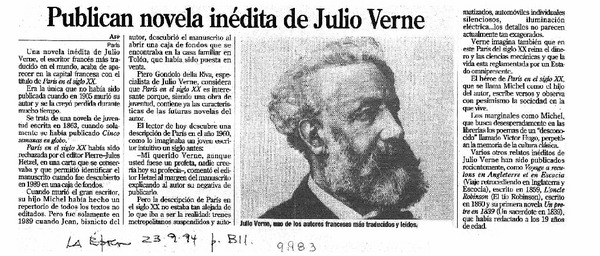 Publican novela inédita de Julio Verne