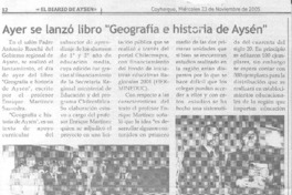 Ayer se lanzó libro "Geografía e historia de Aysén"