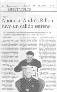 Ahora sí: Andrés Rillón tuvo un cálido estreno
