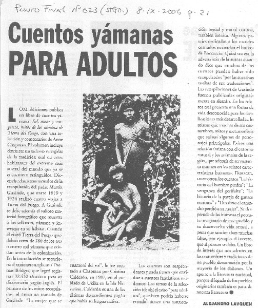 Cuentos yámanas para adultos.