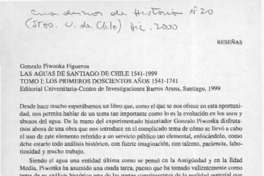 Las aguas de Santiago de Chile 1541-1999  [artículo] Armando de Ramón Folch